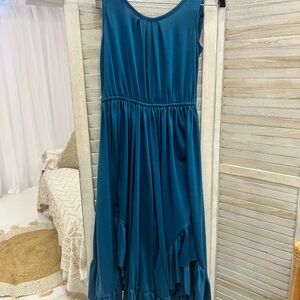 Joyfolie Teal Sleeveless Ruffle Jumpsuit